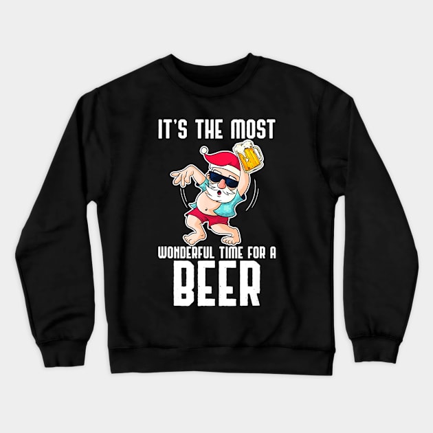 santa claus drinking beer wonderful time1 Crewneck Sweatshirt by Levandotxi